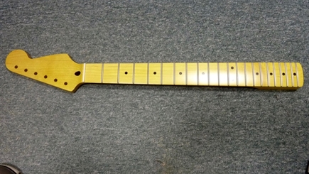2018 unused one piece maple Strat neck, cellulose finish, cross truss rod, chunky 50's feel, professional quality
